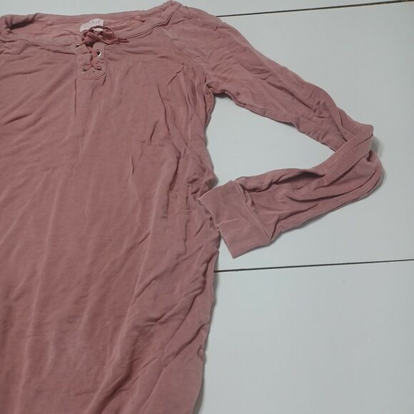 Isabel Womens Maternity S Sweater Pink Modal Spandex Long Sleeve Lace Notch Neck - Picture 12 of 12